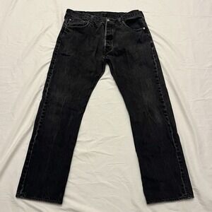 Levi's 501 Mens Jeans 38x32 Black Denim Button Fly Straight Leg Classic